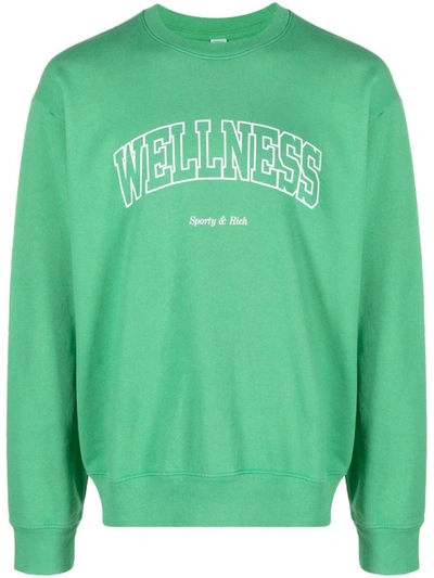 Sporty And Rich Slogan-print Cotton Sweatshirt In Green