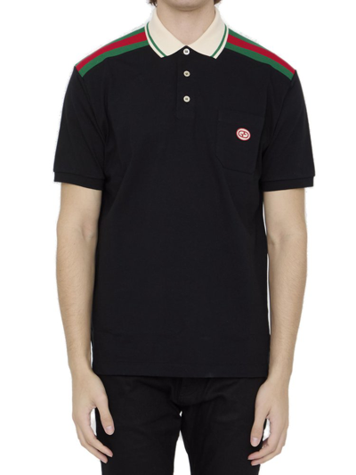 Gucci Interlocking G Polo Shirt In Black