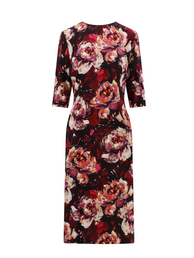 Dolce & Gabbana Peony-print Midi Dress In Peonie_pitt_f_bordea