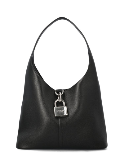 Balenciaga Locker North-south Medium Leather Shoulder Bag In Black