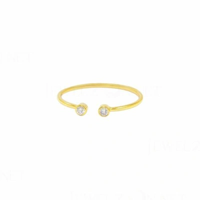 Pre-owned J.o.n Gold Natural Diamond Open Cuff Ring Size - 3 To 8 Us-jewelzofny In Yellow