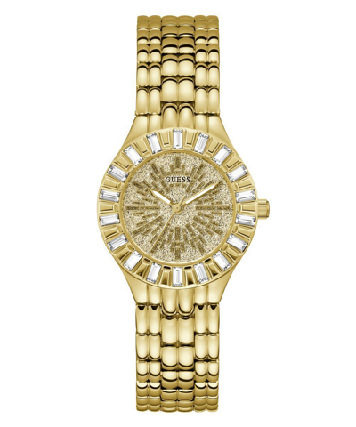 Pre-owned Guess Ladies Watch Wristwatch Firework Gw0602l2 Stainless Steel Gold