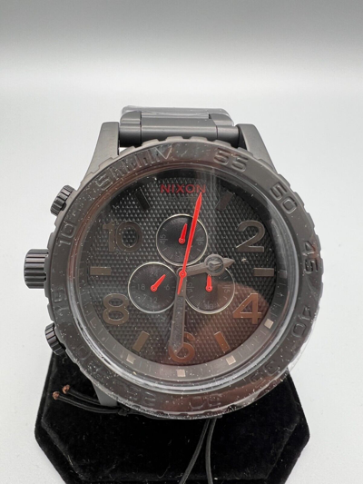 Pre-owned Nixon Devil Red Hands, Carbon Matte Black  51-30 Men's Steel Watch - A083-2298