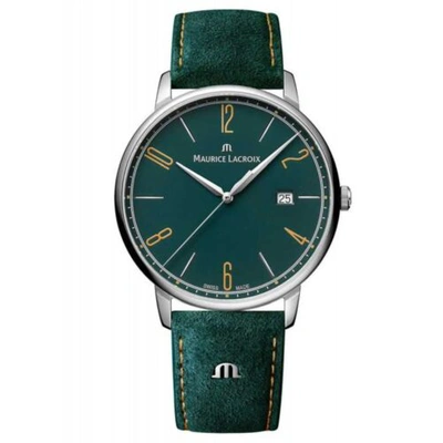 Pre-owned Maurice Lacroix El1118-ss001-620-5 Men's Eliros Green Dial Quartz Watch