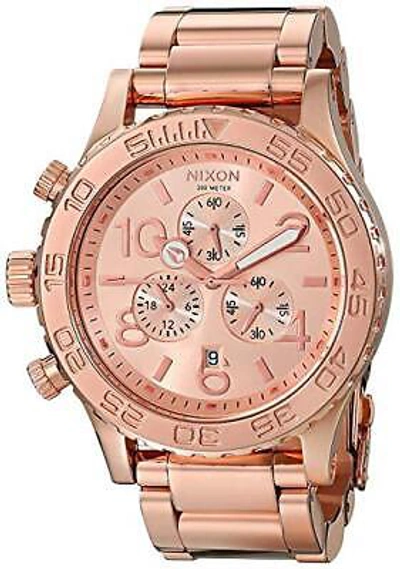 Pre-owned Nixon Watch The 42-20 Chrono A037-897 Pink Gold All Rose Gold Chronograph