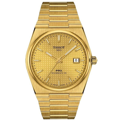 Pre-owned Tissot Prx 40mm Auto Gold Dial Unisex Watch T1374073302100