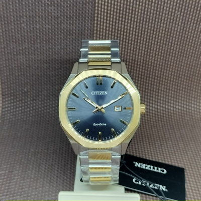 Pre-owned Citizen Eco-drive Bm7604-80e Black Analog Two Tone Stainless Steel Men's Watch
