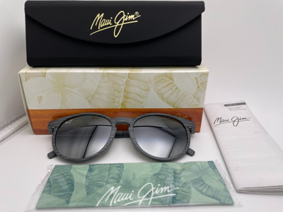 Pre-owned Maui Jim Kiawe Mj 809-11d Grey Woodgrain Stripe W/ Grey Polarized Sunglasses In Neutral Grey Polarized