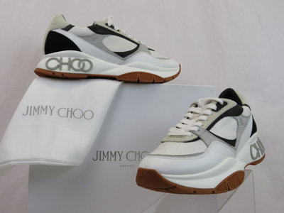 Pre-owned Jimmy Choo Landon Gray Suede White Black Leather Platform Sneakers 42 9