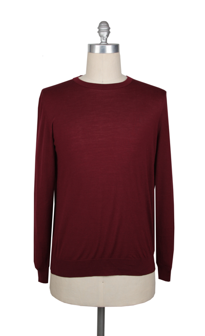 Pre-owned Kiton $1500  Burgundy Red Wool Crewneck Sweater - (ca4232310)