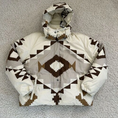 Pre-owned Polo Ralph Lauren Southwestern Puffer Jacket Womens 2xl Down Aztec Brown Nudes In Multicolor