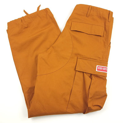 Pre-owned Kenzo $530  Orange Drawstring Cargo Workwear Pants Mens Size (36) 33 X 28
