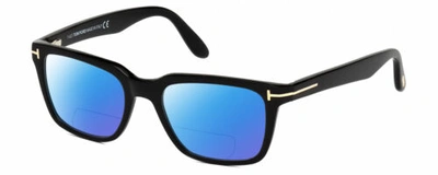 Pre-owned Tom Ford Caliber Ft5304-001 Unisex Polarized Bifocal Sunglasses Black Gold 54 Mm In Blue Mirror