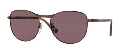 Pre-owned Persol 0po1002s 1124af Shiny Brown/dark Violet Polarized Unisex Sunglasses In Purple