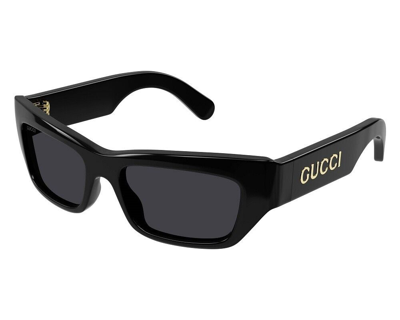 Pre-owned Gucci Cat Eye Sunglasses Gg1296s-001-55 Black Frame Grey Lenses In Gray