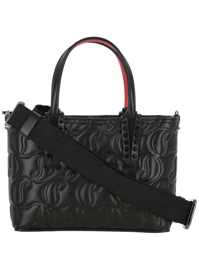 Christian Louboutin Womens Black Cabata Logo-embossed Mini Leather Tote Bag