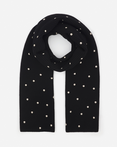 Lanvin Studded Wool Scarf For Female In Black