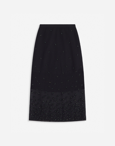 Lanvin Sheer Embroidered-mesh Midi Skirt For Female In Black