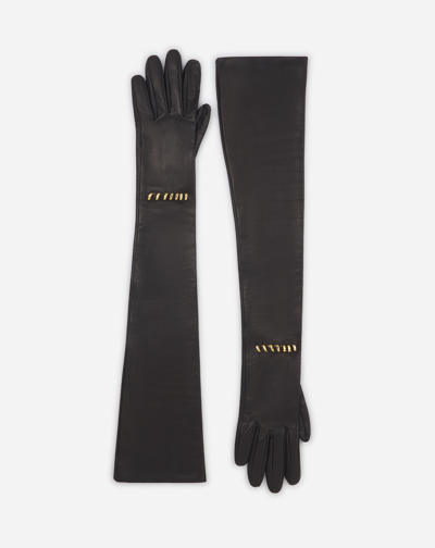 Lanvin Melodie Leather Gloves For Female In Black
