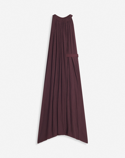 Lanvin Flowy Asymmetrical Belted Dress For Female In Burgundy