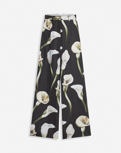 Lanvin Wide-leg Calla Lily Print Pants For Female In Grey