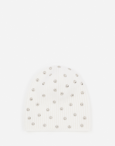 Lanvin Studded Wool Knit Beanie For Female In White