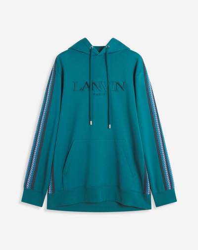 Lanvin Oversized  Embroidered Side Curb Hoodie For Male In Blue