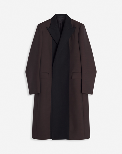 Lanvin Men's Wool-blend Double-breasted Coat In Expresso