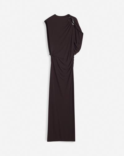 Lanvin Sleeveless Draped Dress For Female In Burgundy