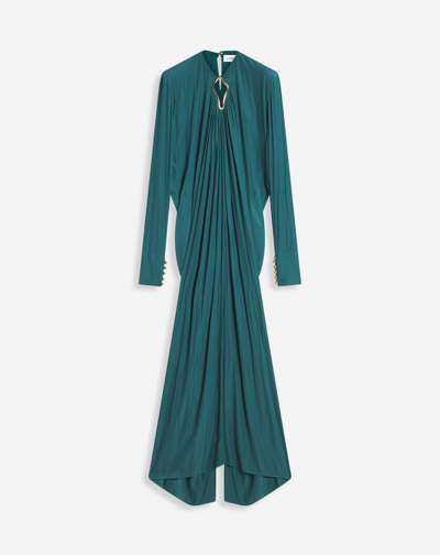 Lanvin Long-sleeve Draped Dress For Female In Blue