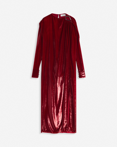 Lanvin Long-sleeve Draped Dress For Female In Burgundy