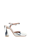 Amina Muaddi Charlotte 95 Leather Mary Jane Pumps In Mirror Silver