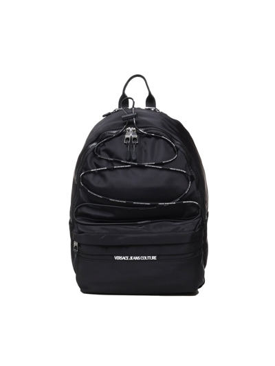 Versace Jeans Couture Nylon Hiking Style Backpack In Black