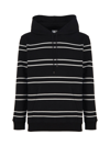 Saint Laurent Sweatshirt In Striped Cotton In Black