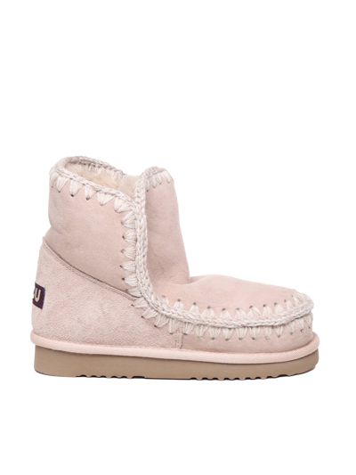 Mou Light Pink Eskimo 18 Leather Ankle Boots In Neutrals