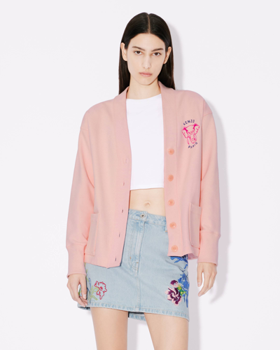 Kenzo Pink  Paris Elephant Cardigan In Faded Pink