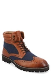 Thomas & Vine Graham Wingtip Lug Sole Boot In Cognac