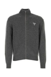 Prada Logo-embroidered Cashmere Sweatshirt In Grey