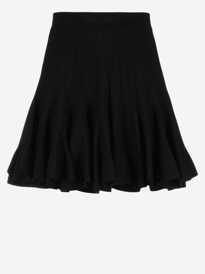 Pre-owned Alexander Mcqueen Synthetic Fibers Mini Skirt In Black