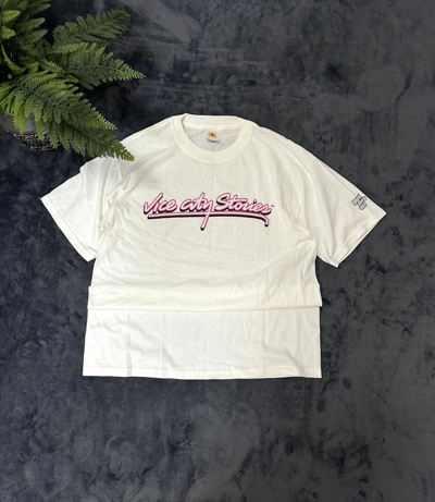 Pre-owned Made In Usa X Vintage 90's Vintage Rockstar T-shirt Gta Vice City Single Stitch Tee In White
