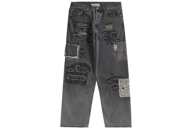 Pre-owned Supreme Blackmeans Mended Loose Fit Jean Washed Black