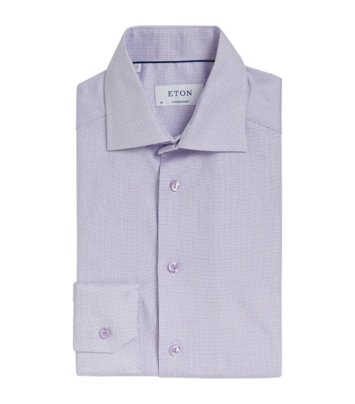 Eton Cotton Check Shirt In Purple