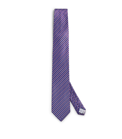 Eton Silk Geometric Tie In Purple