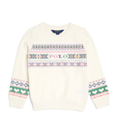 Ralph Lauren Kids' Logo Crochet-detail Sweatshirt (7-14 Years) In White