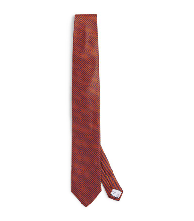 Eton Silk Striped Tie In Orange