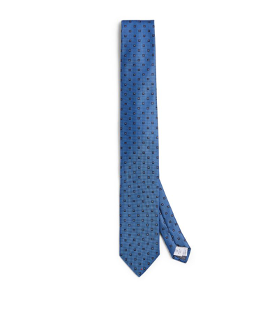 Eton Silk Floral Tie In Blue