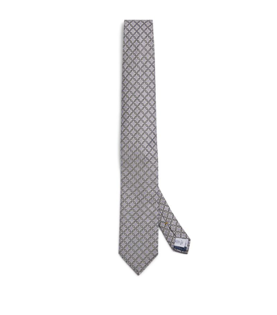 Eton Silk Medallion Tie In Silver