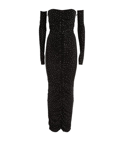 Alex Perry Crystal-embellished Strapless Maxi Dress In Black
