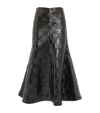 A.W.A.K.E. FAUX LEATHER WOVEN MIDI SKIRT