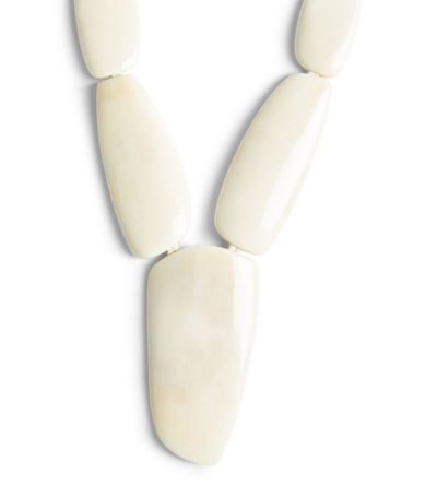 Eskandar Flat Bone Necklace In White